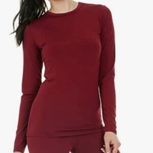 Thermajane Soft Thermal Top Size Small Maroon Red Long Sleeve Fitted